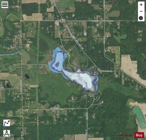 Paw Paw Lake depth contour Map - i-Boating App - Satellite
