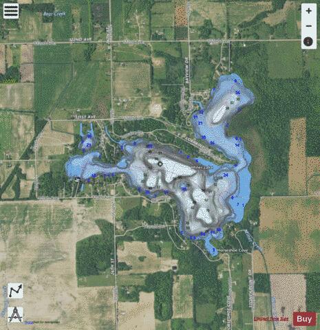 Miner Lake depth contour Map - i-Boating App - Satellite