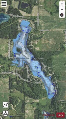Big Pine Island Lake depth contour Map - i-Boating App - Satellite