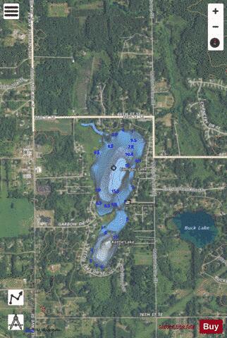 Campau Lake depth contour Map - i-Boating App - Satellite