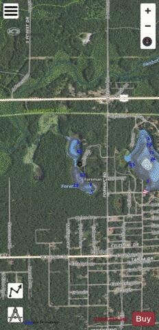 Foreman Lakes depth contour Map - i-Boating App - Satellite