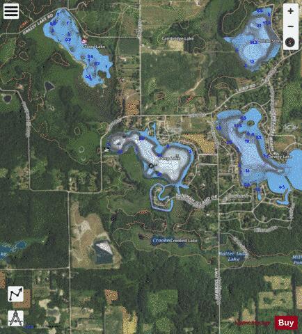 Deep Lake depth contour Map - i-Boating App - Satellite