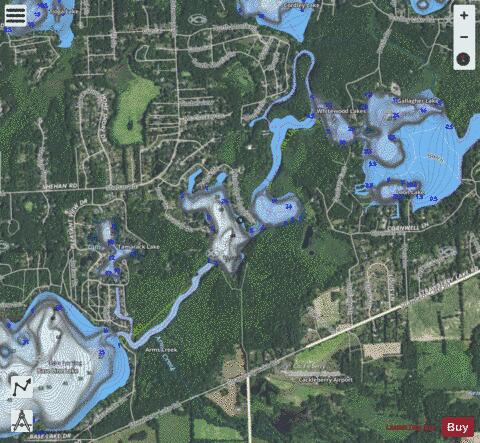 Whitewood Lakes depth contour Map - i-Boating App - Satellite