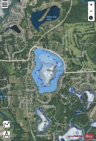 Green Oak Lake depth contour Map - i-Boating App - Satellite