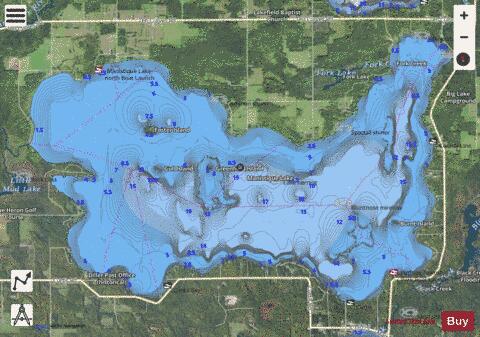 Manistique Lake depth contour Map - i-Boating App - Satellite