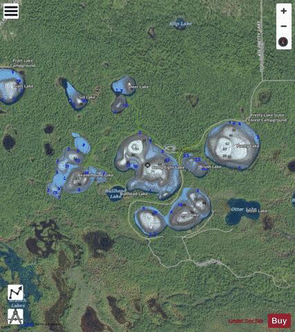 Camp Eight Lake depth contour Map - i-Boating App - Satellite