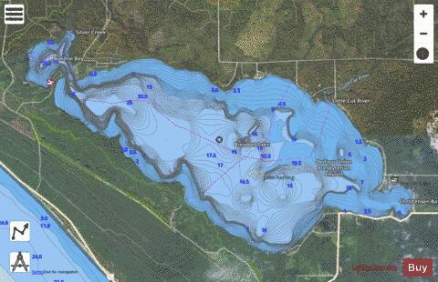 Brevoort Lake depth contour Map - i-Boating App - Satellite