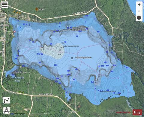 Lake Independence depth contour Map - i-Boating App - Satellite