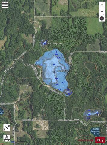 Youngs Lake depth contour Map - i-Boating App - Satellite