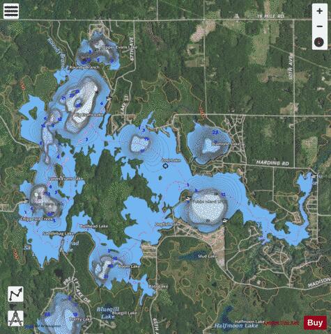 Martiny Lake depth contour Map - i-Boating App - Satellite