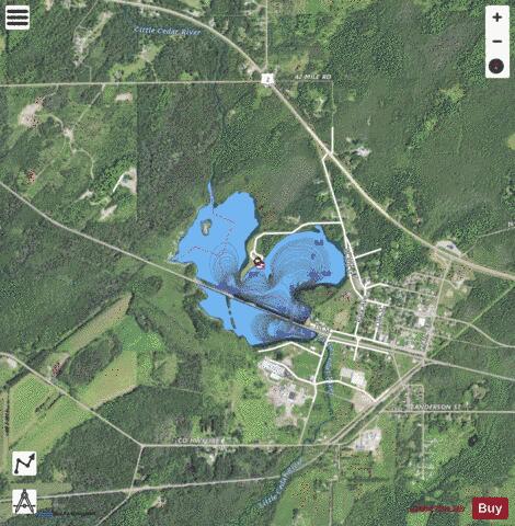 Hermansville Lake depth contour Map - i-Boating App - Satellite