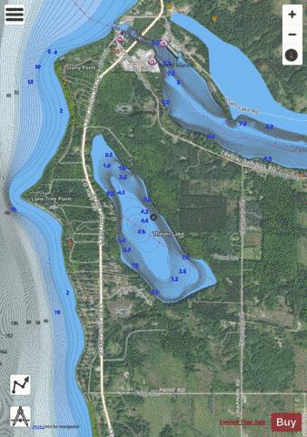 Thayer Lake depth contour Map - i-Boating App - Satellite