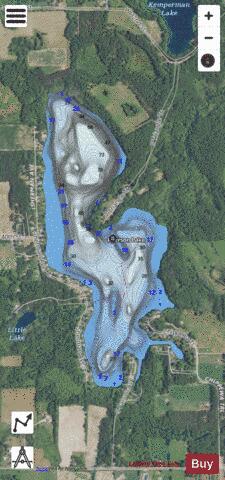 Ryerson Lake depth contour Map - i-Boating App - Satellite