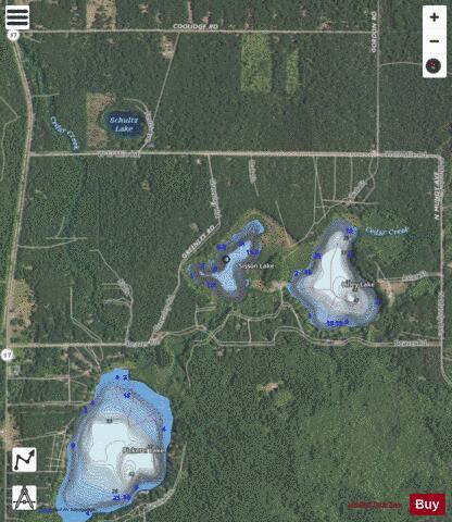 Sisson Lake depth contour Map - i-Boating App - Satellite