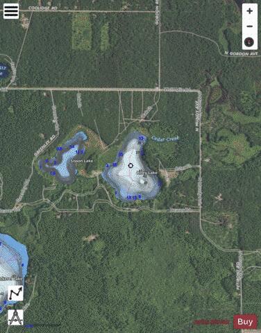 Lilley Lake depth contour Map - i-Boating App - Satellite