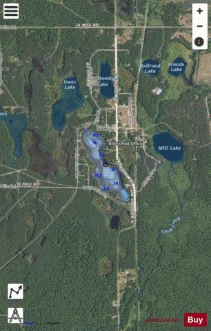 Bitely Lake depth contour Map - i-Boating App - Satellite
