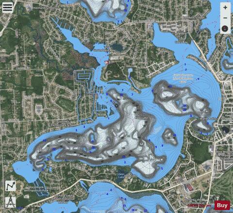 Cass Lake depth contour Map - i-Boating App - Satellite