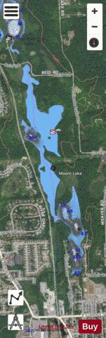Moore Lake depth contour Map - i-Boating App - Satellite