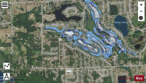 Clear/Squaw Lake depth contour Map - i-Boating App - Satellite
