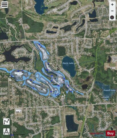 Long,Tan,Cedar,Spring depth contour Map - i-Boating App - Satellite