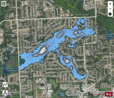 Wolverine Lake depth contour Map - i-Boating App - Satellite