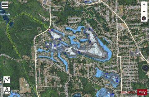 Cedar Island Lake depth contour Map - i-Boating App - Satellite