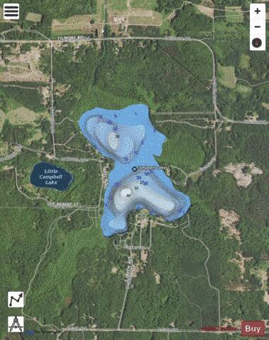 Campbell Lake depth contour Map - i-Boating App - Satellite