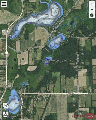 Hawkins Lake depth contour Map - i-Boating App - Satellite