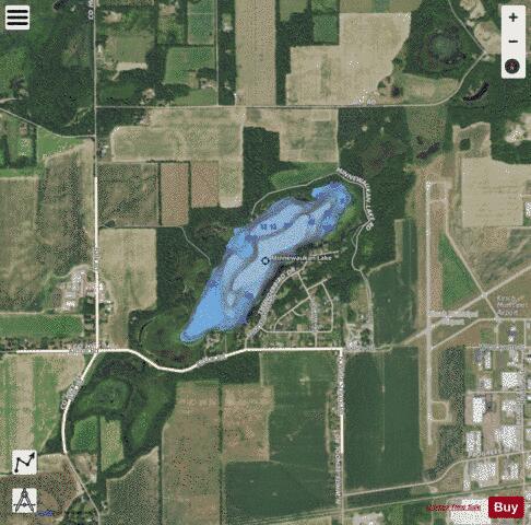 Minnewaukan Lake depth contour Map - i-Boating App - Satellite