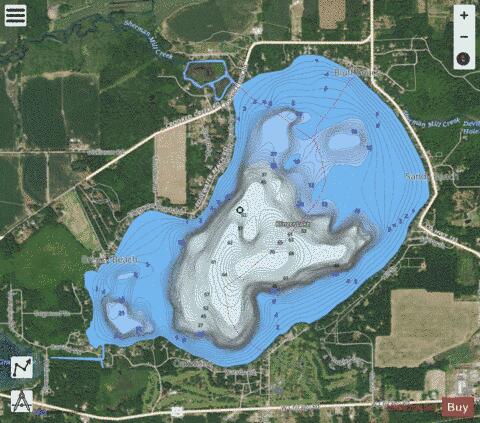 Klinger Lake depth contour Map - i-Boating App - Satellite