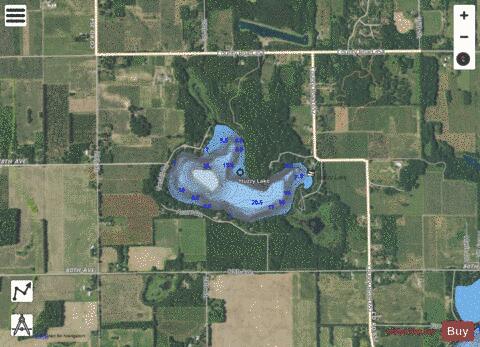 Huzzy Lake depth contour Map - i-Boating App - Satellite