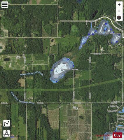 Lower Jeptha Lake depth contour Map - i-Boating App - Satellite