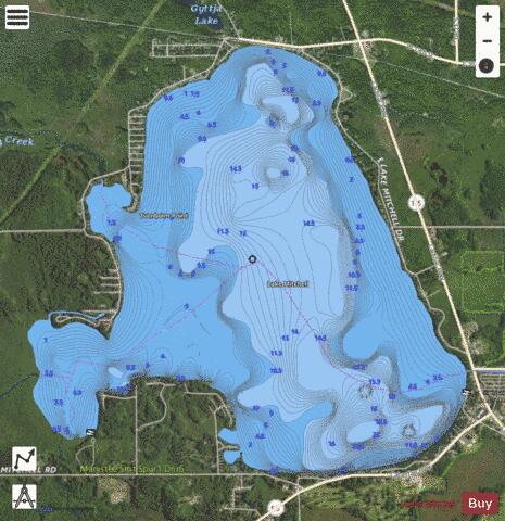Mitchell, Lake depth contour Map - i-Boating App - Satellite
