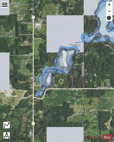 Leach Lake depth contour Map - i-Boating App - Satellite