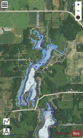 Bristol Lake depth contour Map - i-Boating App - Satellite