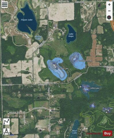 Gravel Lake depth contour Map - i-Boating App - Satellite