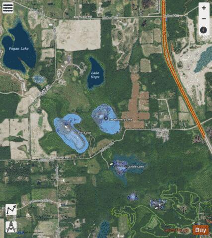 Strawberry Lake depth contour Map - i-Boating App - Satellite