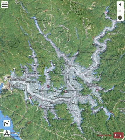 Carters Lake depth contour Map - i-Boating App - Satellite