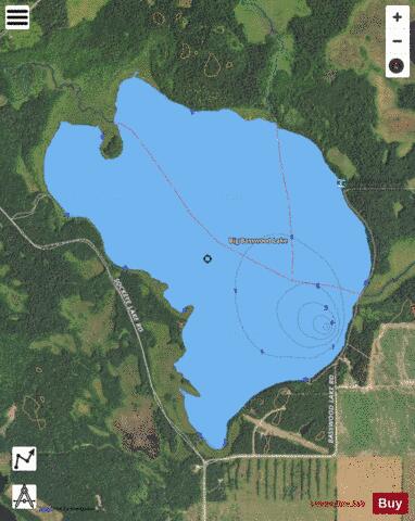Big Basswood depth contour Map - i-Boating App - Satellite