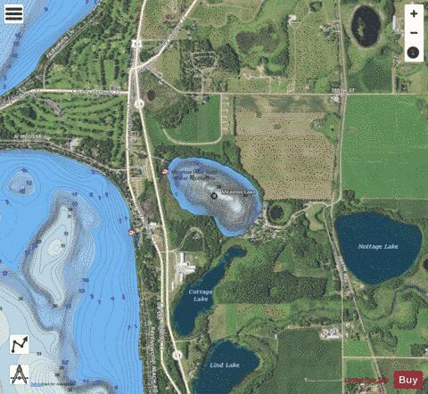 Meadow depth contour Map - i-Boating App - Satellite