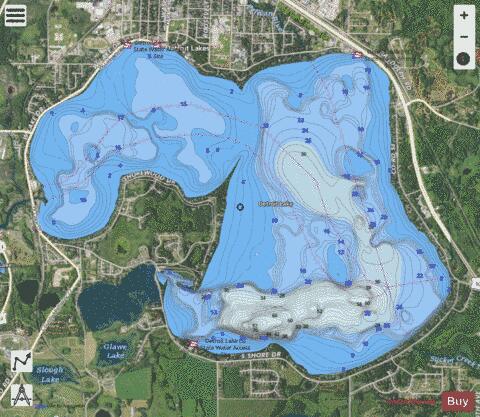 Detroit depth contour Map - i-Boating App - Satellite