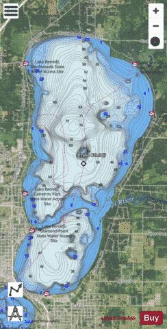 Bemidji (main lake) depth contour Map - i-Boating App - Satellite