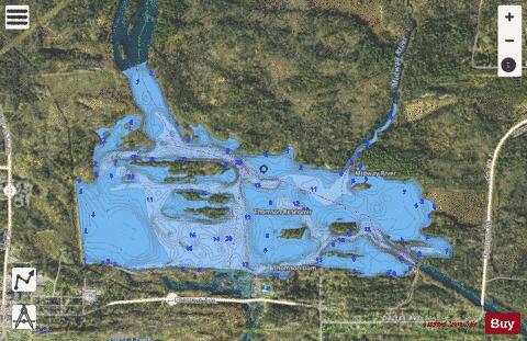 Thomson Reservoir depth contour Map - i-Boating App - Satellite