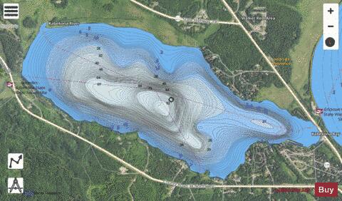 Leech (Kabekona Bay) depth contour Map - i-Boating App - Satellite