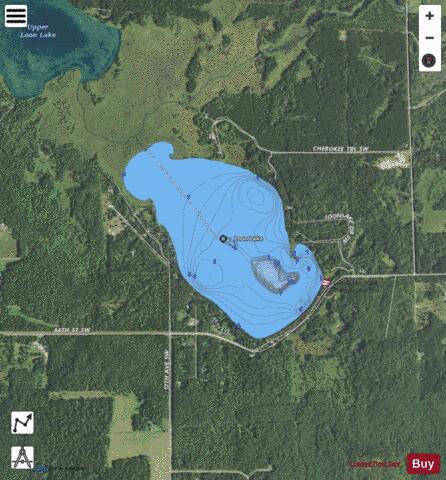 Loon depth contour Map - i-Boating App - Satellite