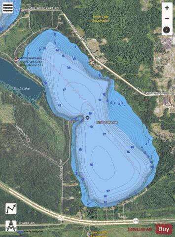Little Wolf depth contour Map - i-Boating App - Satellite