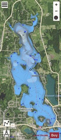 North Center Lake depth contour Map - i-Boating App - Satellite