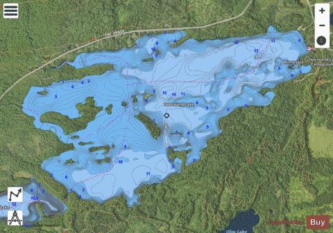 Two Island depth contour Map - i-Boating App - Satellite
