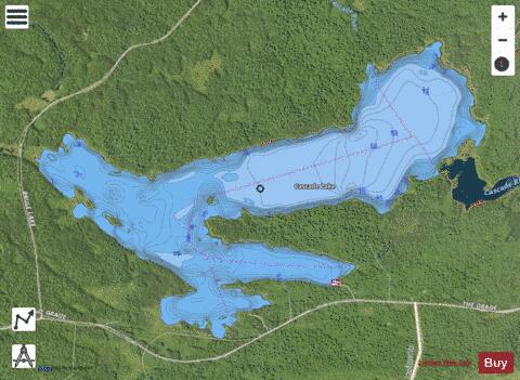 Cascade depth contour Map - i-Boating App - Satellite