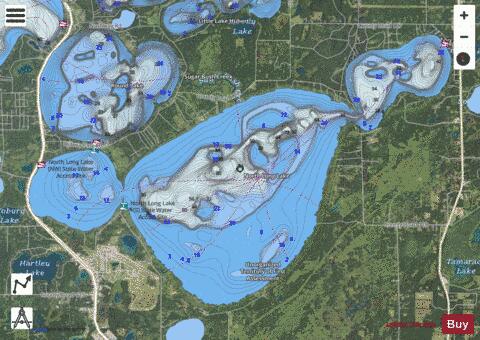 North Long depth contour Map - i-Boating App - Satellite